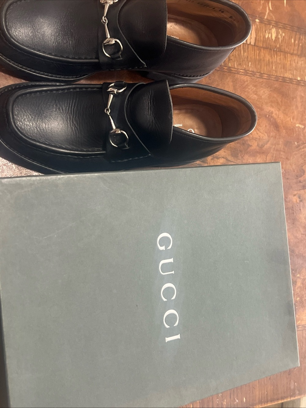 Gucci Black Leather Horsebit Slip-On 3/4 Loafers - Picture 3 of 11